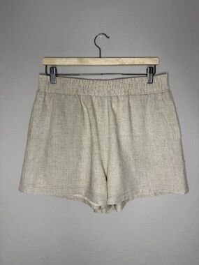 Hermosa Women's Linen Elastic Waist Shorts | Cream | Size Large